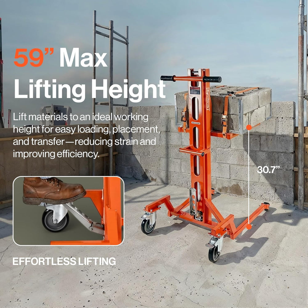 Super Handy GUO146 Hydraulic Material Stacker 59" Max Lift 550 lbs Capacity New