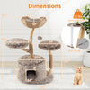 Wood Cat Tree with cozy perch, plush fabric, and sisal scratching posts, perfect for feline lounging and play.