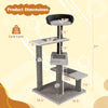 Cat tree dimensions showing a 93 cm tall tower with plush fabric, sisal scratching posts, and three platforms for.