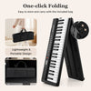 Foldable 88-key electric piano in black, lightweight design with carry bag, ideal for easy storage and portability.