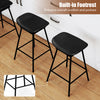 Set of 2 black swivel barstools with faux leather upholstery and built-in footrest, ideal for kitchen islands and home.