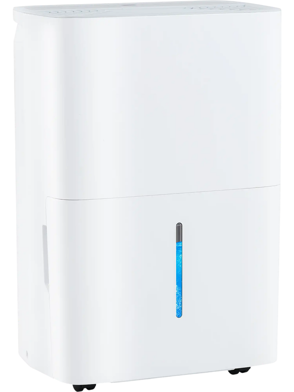 94.5 pints dehumidifier in white with LED display, 24-hour timer, and large water tank for efficient humidity control.