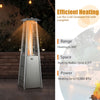 Compact stainless steel tabletop patio heater with glass tube, 10,000 BTU, designed for efficient 360° outdoor heating.