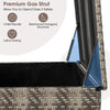 Close-up of the 96-gallon gray PE wicker outdoor storage box with premium gas strut for safe opening and closing.