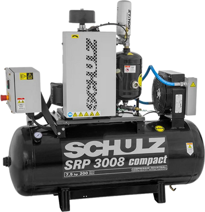 Schulz SRP-3008 Compact Air Compressor 7.5 HP 60 gal. 208-230V 3-Phase Horizontal 970.3891-0 New