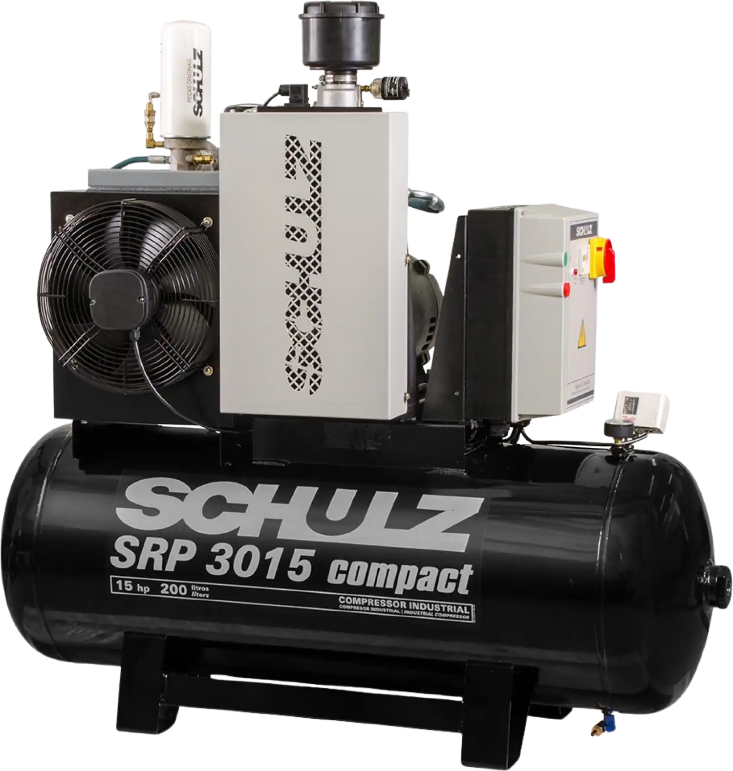 Schulz SRP-3015 Compact II Air Compressor 15 HP 60 gal. 460V 3-Phase Horizontal 970.4341-0 New