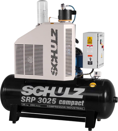 Schulz SRP-3025 Compact Air Compressor 25 HP 80 gal. 208-230V 3-Phase Horizontal 970.2840-S New