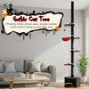 Gothic cat tree with adjustable height, 5 tiers, and cozy condo for playful lounging in jet-black and crimson design.