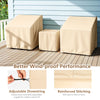 Patio furniture covers for 3-piece bistro set in beige, featuring waterproof material and adjustable drawstring for.