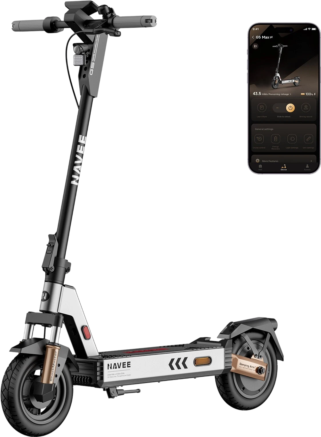 Navee G5 Pro Electric Scooter 20 MPH 34 Miles Range 800W Foldable New