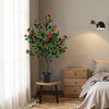 Artificial camellia tree with 36 red blossoms in a sturdy pot, perfect for adding elegance to living rooms or offices.