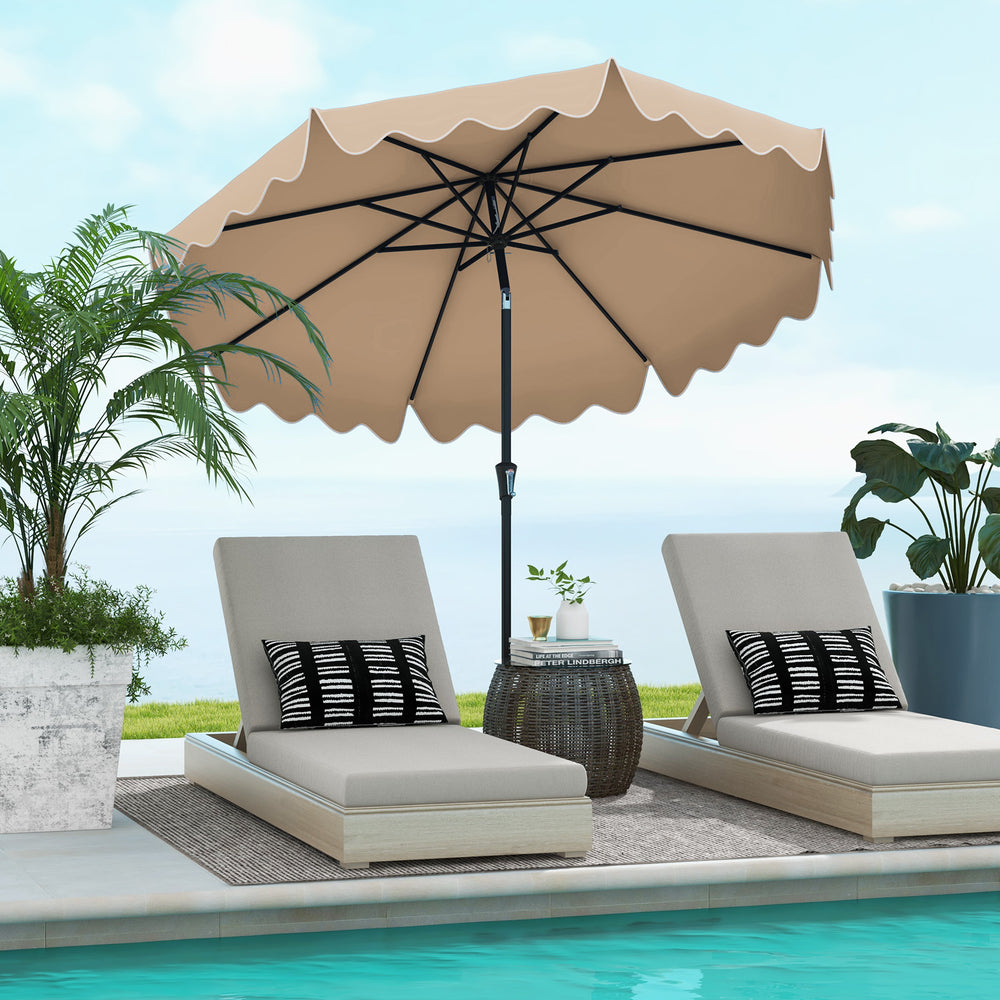 9 Feet Patio Umbrella with Crank Handle and Push Button Tilt-Brown - Gallery View 1 of 10