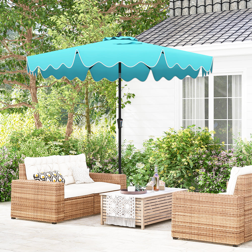 9 Feet Patio Umbrella with Crank Handle and Push Button Tilt-Turquoise - Gallery View 1 of 10