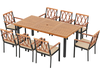9 Pieces Patio Dining Set 39.5 Inch Acacia Wood Table with Umbrella Hole and 22.5-Inch Wide Chairs