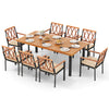 9-piece patio dining set featuring a 39.5-inch acacia wood table and 8 cushioned chairs, perfect for outdoor gatherings.