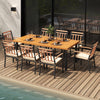 9-piece patio dining set featuring a 39.5-inch acacia wood table and comfortable chairs, ideal for outdoor gatherings.