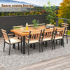 9-piece patio dining set featuring a 39.5-inch acacia wood table and 24-inch wide chairs, perfect for outdoor.