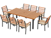 9 Pieces Patio Dining Set 39.5 Inch Acacia Wood Table with Umbrella Hole and 24-Inch Wide Chairs