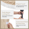 Close-up of the tassel detail and push-button locking pin on the 9/10 FT outdoor umbrella for easy setup.