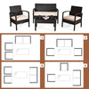 4-piece patio rattan conversation set featuring a loveseat, 2 single sofas, and a coffee table for versatile outdoor.