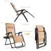 Oversize lounge chair in beige with adjustable backrest and cup holder, perfect for outdoor relaxation and easy storage.