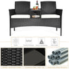 Wicker patio conversation set featuring a durable steel frame, weather-resistant rattan, and removable cushions for.