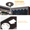 Jewelry armoire with 5 LED lights, brown MDF, wall-mounted or door-hanging, ideal for organized storage and style.