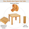 Wooden square patio coffee bistro table in natural acacia wood, featuring a waterproof and scratch-resistant surface.