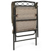 Folding patio chair in a compact design, featuring a durable steel frame and cozy fabric, perfect for easy transport.