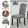 Tufted gray dining chair with breathable linen, elastic sponge seat, and sturdy rubberwood legs for comfort and.