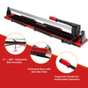 Manual tile cutter with a sharp tungsten carbide blade, adjustable side brackets, and ergonomic handle for precise.