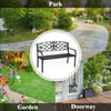 50-inch heavy-duty metal garden bench with modern backrest, perfect for outdoor spaces like parks and gardens.
