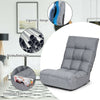 Adjustable gray floor chair with ergonomic design, sturdy steel frame, and side pocket for magazines, perfect for.