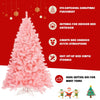 6 feet pink artificial Christmas tree with hinged sections and metal stand, perfect for creating a joyful holiday.