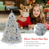 6 feet unlit artificial silver tinsel Christmas tree with 1036 branch tips, perfect for festive indoor and outdoor.