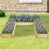 U-shaped wooden garden raised bed made of natural fir wood, featuring five planter boxes for flowers and vegetables.