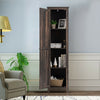 Linen Tower Bathroom Storage Cabinet Tall Slim Side Organizer with Shelf-Walnut - Gallery View 1 of 12