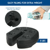 Canopy weight plate with large filling spout, made of weather-resistant PE, for securing tents and canopies outdoors.