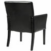 Black PU leather executive arm chair with sturdy wood legs and ergonomic back for comfortable seating.