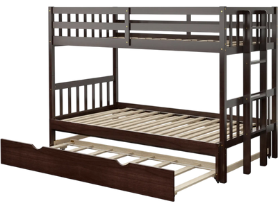 Costway Twin Pull-Out Bunk Bed Frame w/ Trundle & Wooden Ladder 75368901 New