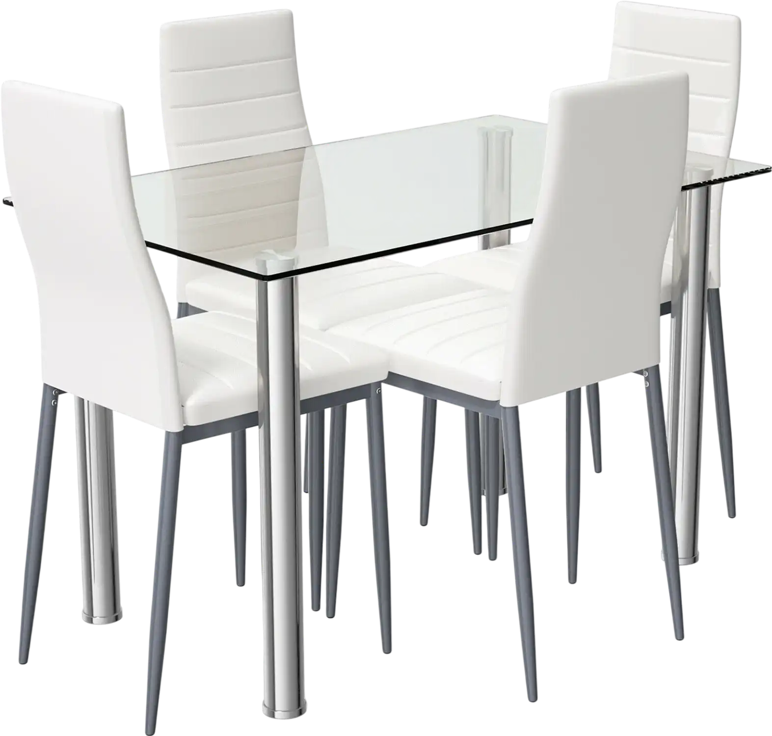 Costway 5-Piece Dining Set w/ 4 PVC Leather Chairs 14580367 New