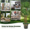 4 feet artificial topiary triple ball tree plant with UV resistant PE leaves, perfect for home, office, or outdoor.