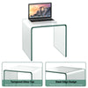 Tempered glass waterfall end table with non-slip pads, minimalist design, ideal for living room or office use.