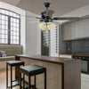 52 Inch Retro Ceiling Fan Light with Reversible Blades Remote Control-Black - Gallery View 1 of 12