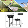 Foldable shooting bench with adjustable height, featuring a large 24" x 24" platform and two accessory pockets for.