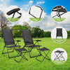 Adjustable gray patio chairs with matching ottoman, featuring ergonomic design and foldable for easy storage.