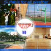 18-inch red basketball rim with all-weather net, designed for indoor and outdoor use, featuring solid steel.