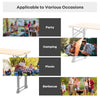 66.5-inch outdoor wood folding picnic table with adjustable heights, ideal for camping, barbecues, and parties.