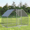 Large walk-in chicken run cage with galvanized steel frame, PVC coated mesh, and waterproof cover for outdoor use.