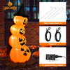 7-foot Halloween inflatable pumpkin combo with witch's hat, LED lights, and ground stakes for outdoor decoration.